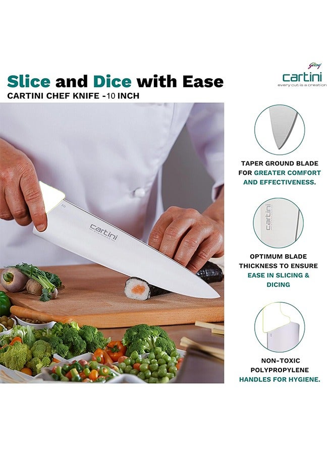 جودريج كارتيني سكين الشيف الكلاسيكي جودريج كارتيني، من الفولاذ المقاوم للصدأ عالي التحمل لتقطيع وتقطيع اللحوم 25.4 سم - أبيض - Image 1