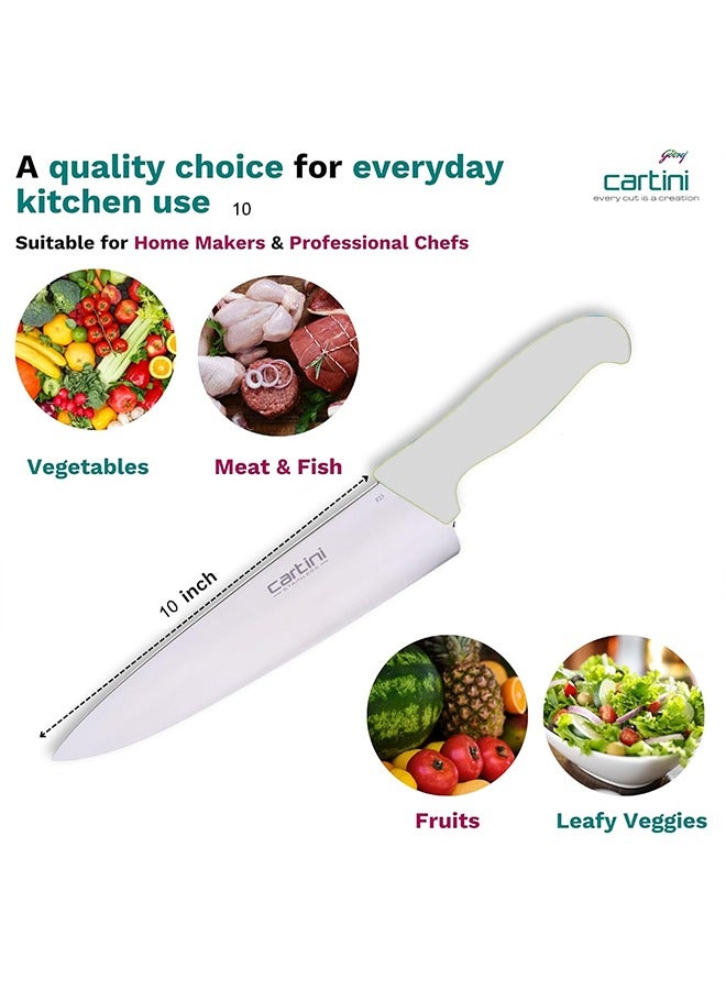 جودريج كارتيني سكين الشيف الكلاسيكي جودريج كارتيني، من الفولاذ المقاوم للصدأ عالي التحمل لتقطيع وتقطيع اللحوم 25.4 سم - أبيض - Image 2