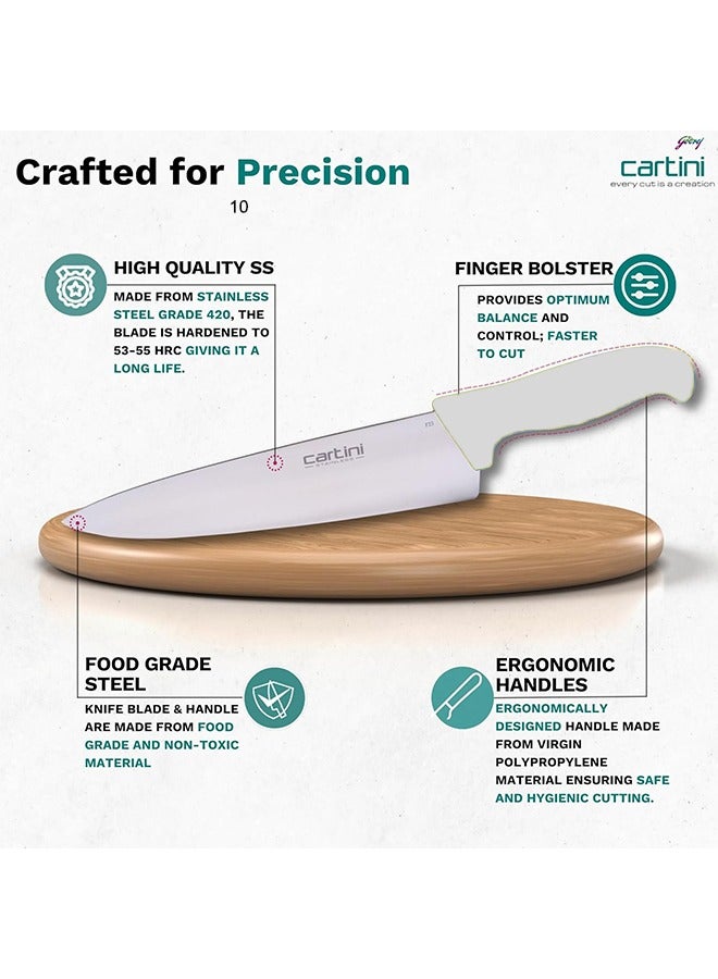 جودريج كارتيني سكين الشيف الكلاسيكي جودريج كارتيني، من الفولاذ المقاوم للصدأ عالي التحمل لتقطيع وتقطيع اللحوم 25.4 سم - أبيض - Image 4