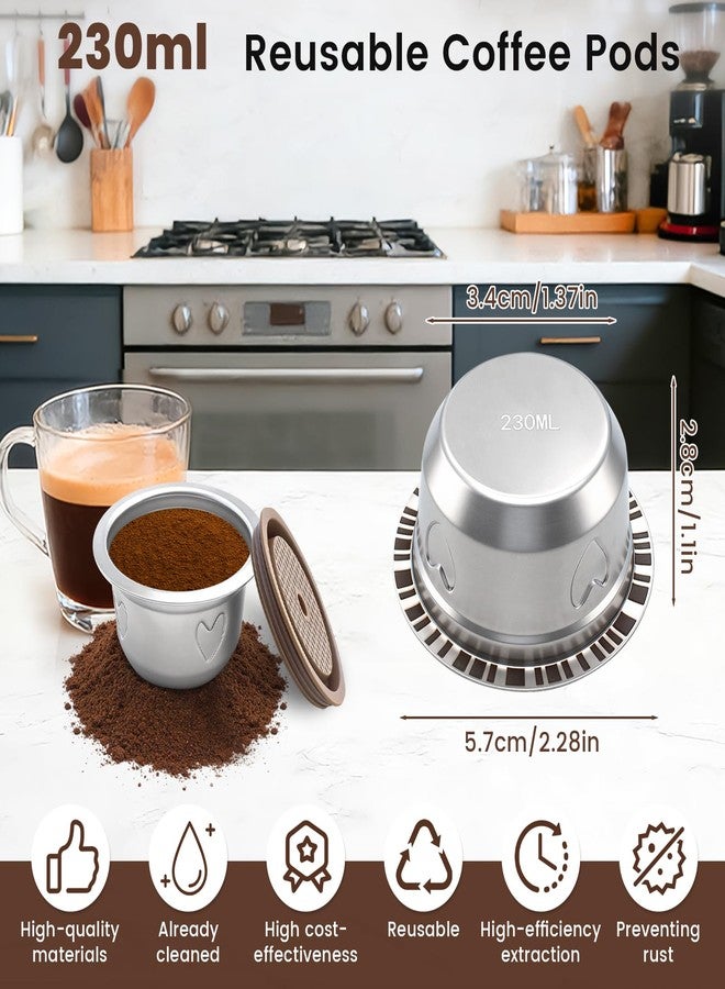 KCMOSGI Reusable Coffee Pods Kit, Stainless Steel Reusable Coffee Capsule Set Compatible with Nespresso Vertuo Machine, Includes Silicone Lid, Tweezers, Spoon, Cleaning Brush - Image 2