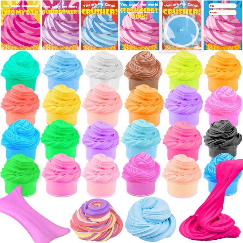 AMENON 28 Pack Butter Slime Kit Putty Valentines Day Gifts for Kids Stress Relief Fidget Toys with Valentines Day Cards for Kids School Classroom Exchange Prizes Party Favors Toddlers Boys Girls - Image 3