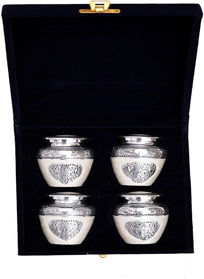 HLC Lovely Silver Heart Cremation Urn Set of 4 - Keepsake Urn for Human Ashes with Velvet Box & 4 Velvet Bags - Mini Keepsake Urn - 3.5 cu.in - Image 2