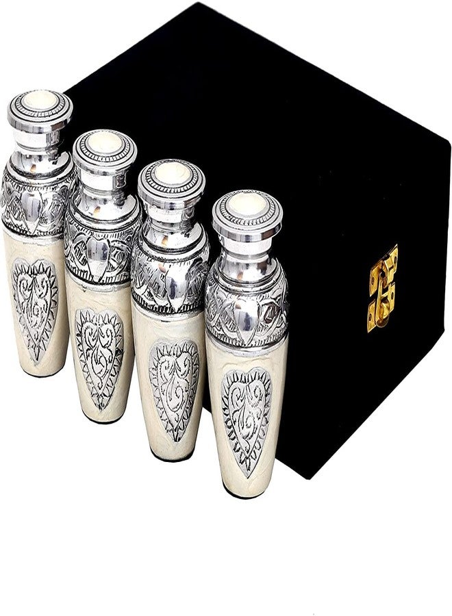 HLC Lovely Silver Heart Cremation Urn Set of 4 - Keepsake Urn for Human Ashes with Velvet Box & 4 Velvet Bags - Mini Keepsake Urn - 3.5 cu.in - Image 1