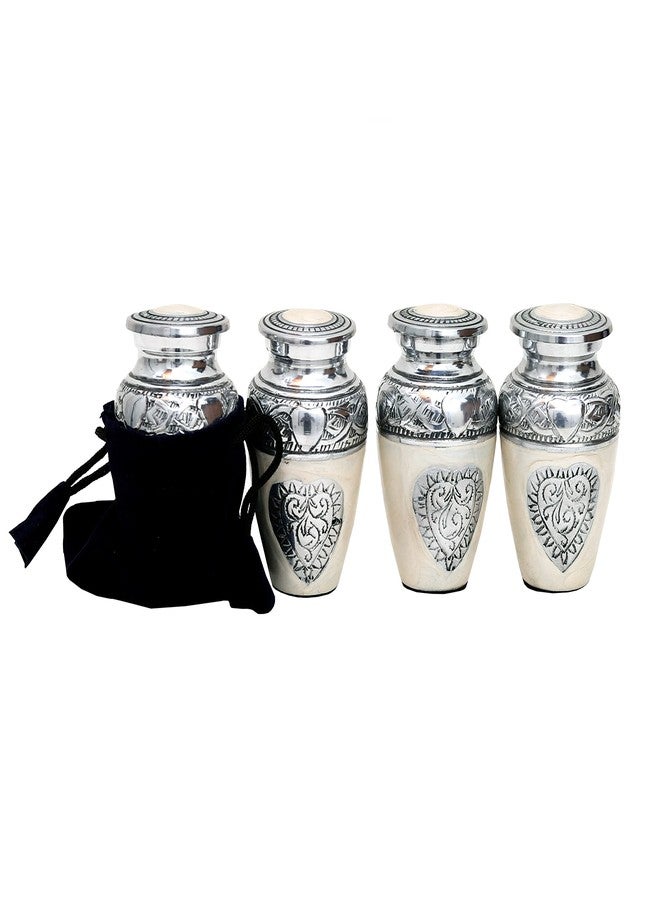 HLC Lovely Silver Heart Cremation Urn Set of 4 - Keepsake Urn for Human Ashes with Velvet Box & 4 Velvet Bags - Mini Keepsake Urn - 3.5 cu.in - Image 4