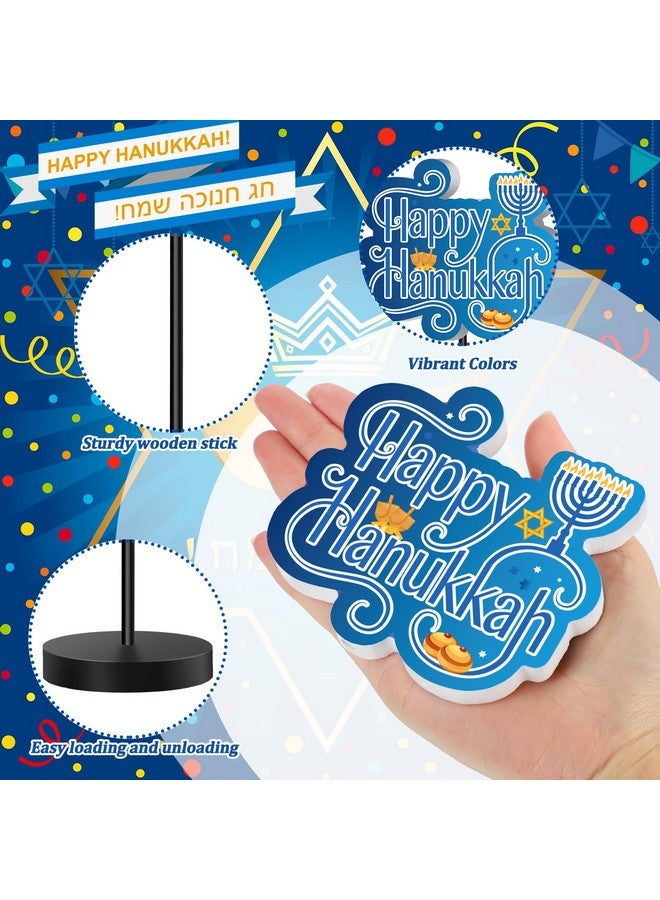 Shellwei 6 Pcs Hanukkah Table Decorations Decor Happy Hanukkah Wood Table Sign Chanukkah Decor for Home Indoor Centerpiece Menorah Dreidel Star of David for Winter Chanukkah Party Dinner Tiered Tray - Image 4