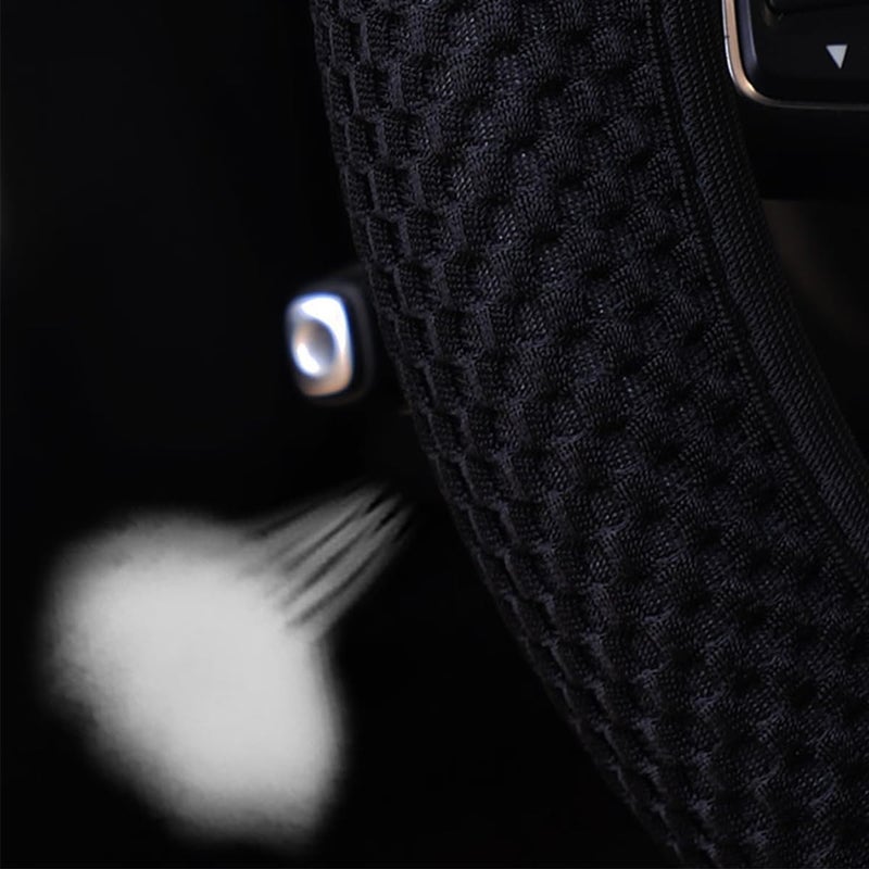 Bittwee 3PCS 15Inch Car Steering Wheel Cover Armrest Cover Gear Shift Cover Set, Microfiber Breathable Anti-Slip Automotive Steering Wheel Protector, Vehicle Interior Decor, Universal Fit（Black） - Image 4