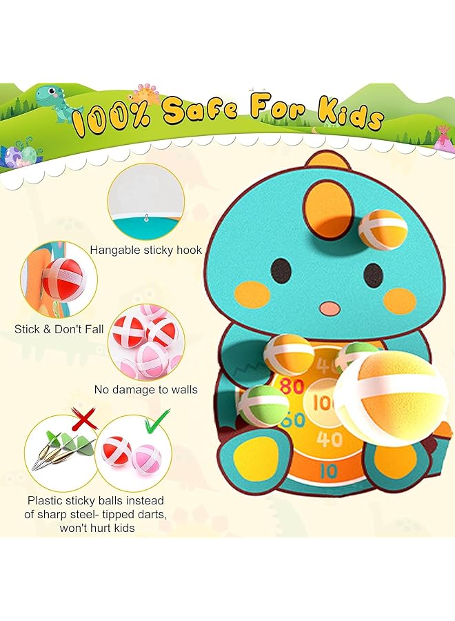 رايتشر لعبة مسدس ديناصور للأطفال، مسدس رصاص ناعم، لعبة إطلاق كرة وهدف لاصق، لعبة تفاعلية داخلية وخارجية مع 12 كرة وهدف، ألعاب خارجية، لوحة رمي السهام للأطفال (وردي) - Image 4