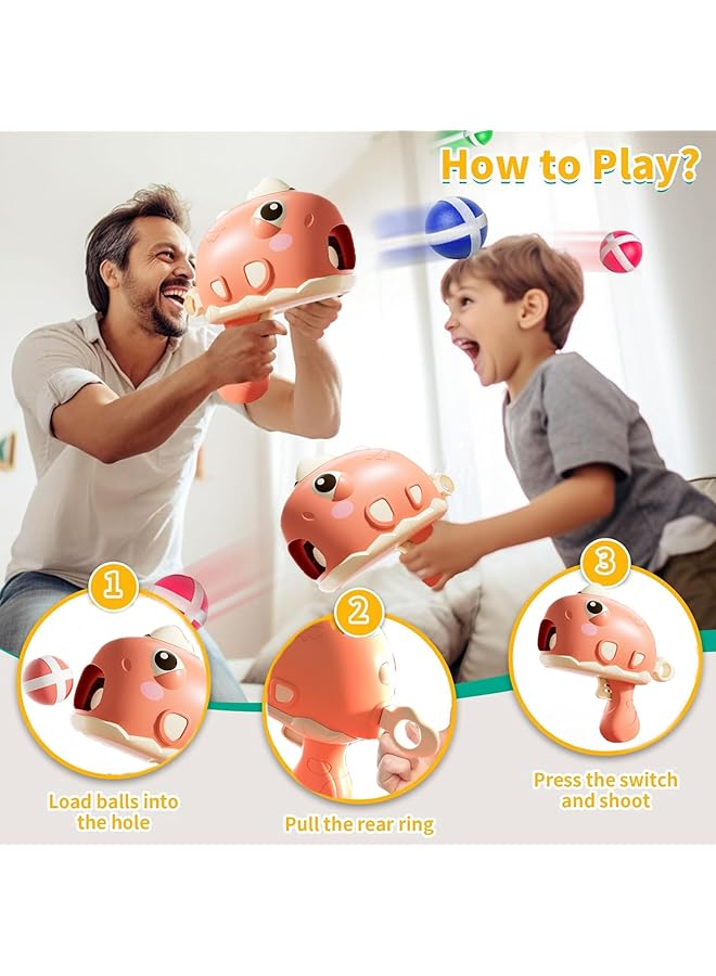 رايتشر لعبة مسدس ديناصور للأطفال، مسدس رصاص ناعم، لعبة إطلاق كرة وهدف لاصق، لعبة تفاعلية داخلية وخارجية مع 12 كرة وهدف، ألعاب خارجية، لوحة رمي السهام للأطفال (وردي) - Image 2