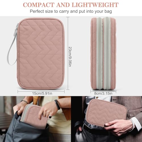 FYY Electronic Organizer, Large Travel Cable Organizer Bag Pouch Electronic Accessories Carry Case Portable Waterproof Double Layers All-in-One Storage Bag for Cable, Cord, Charger, Pattern Pink - Image 2