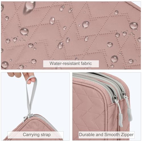 FYY Electronic Organizer, Large Travel Cable Organizer Bag Pouch Electronic Accessories Carry Case Portable Waterproof Double Layers All-in-One Storage Bag for Cable, Cord, Charger, Pattern Pink - Image 4