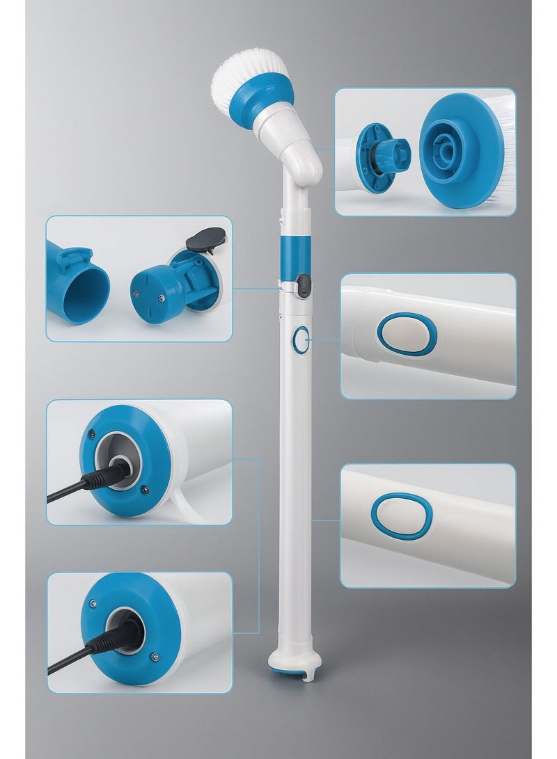 Hurricane Spin Scrubber – Cordless Rechargeable Power Cleaning Brush with 3 Interchangeable Heads, 44" Extendable Handle, 300 RPM, for Bathroom, Tiles, Floors & Kitchen Cleaning - Image 5