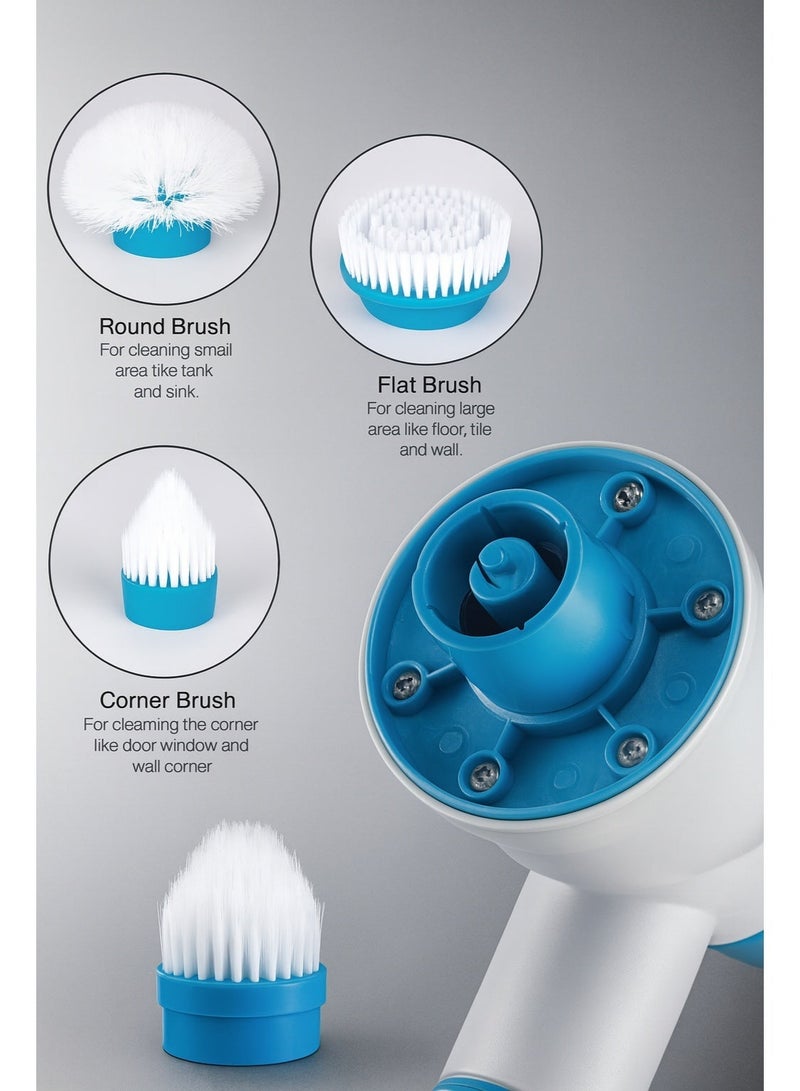 Hurricane Spin Scrubber – Cordless Rechargeable Power Cleaning Brush with 3 Interchangeable Heads, 44" Extendable Handle, 300 RPM, for Bathroom, Tiles, Floors & Kitchen Cleaning - Image 4