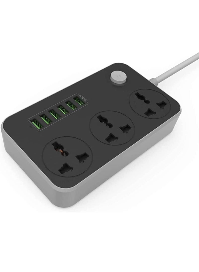 ELTRAZONE Power Strips Extension Cord with 3 Outlets and 6 USB Ports - 2M Bold Extension Cord - Image 2