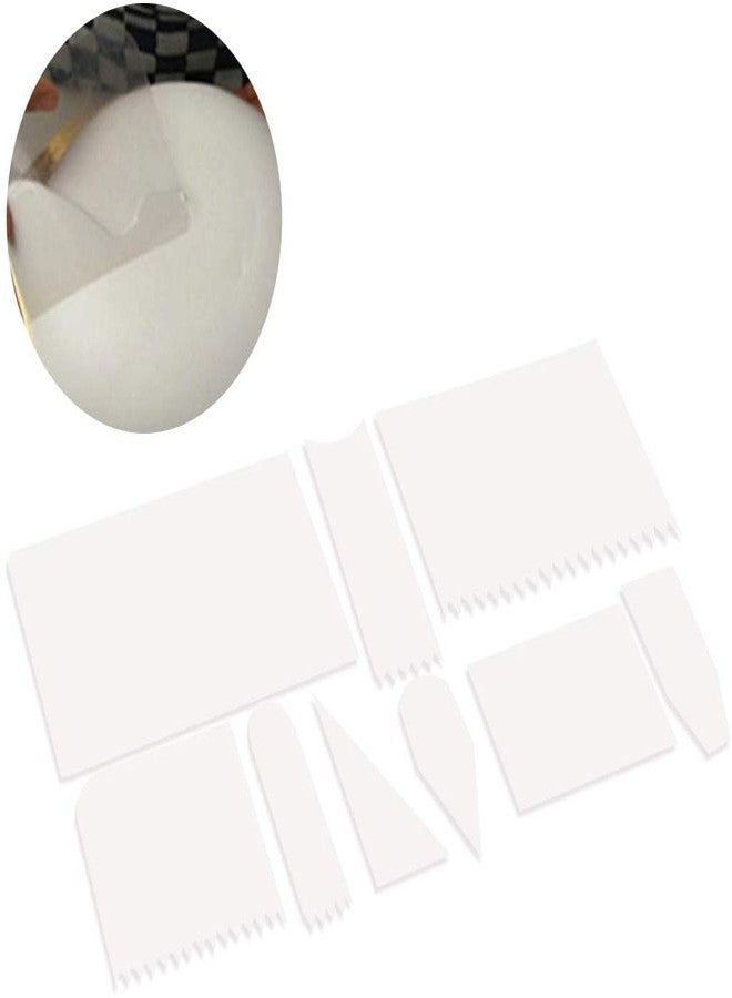 FOOTTOES Edge Scrapper Set DIY Icing Smoother Decorating Tool Dough Long Serrated Scrapers | (Pack of 9 pcs Set) - Image 1