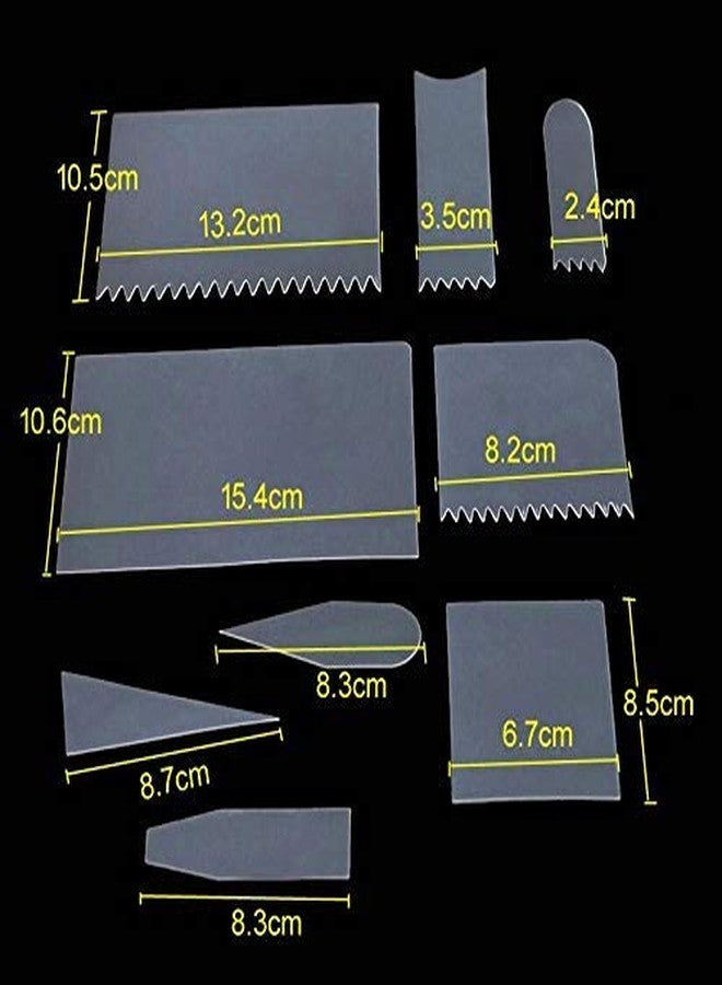 FOOTTOES Edge Scrapper Set DIY Icing Smoother Decorating Tool Dough Long Serrated Scrapers | (Pack of 9 pcs Set) - Image 4
