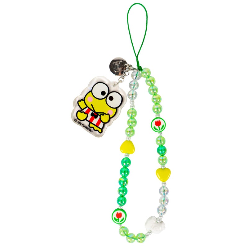 iFace Hello Kitty and Friends Beaded Wristlet Universal Phone Charm Strap - Cute Wrist Chain Lanyard Aesthetic Decor Strap for Cell Phone Camera Keys AirPods Keychains â€“ Keroppi - Image 1