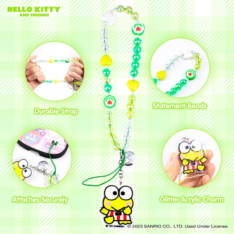 iFace Hello Kitty and Friends Beaded Wristlet Universal Phone Charm Strap - Cute Wrist Chain Lanyard Aesthetic Decor Strap for Cell Phone Camera Keys AirPods Keychains â€“ Keroppi - Image 2