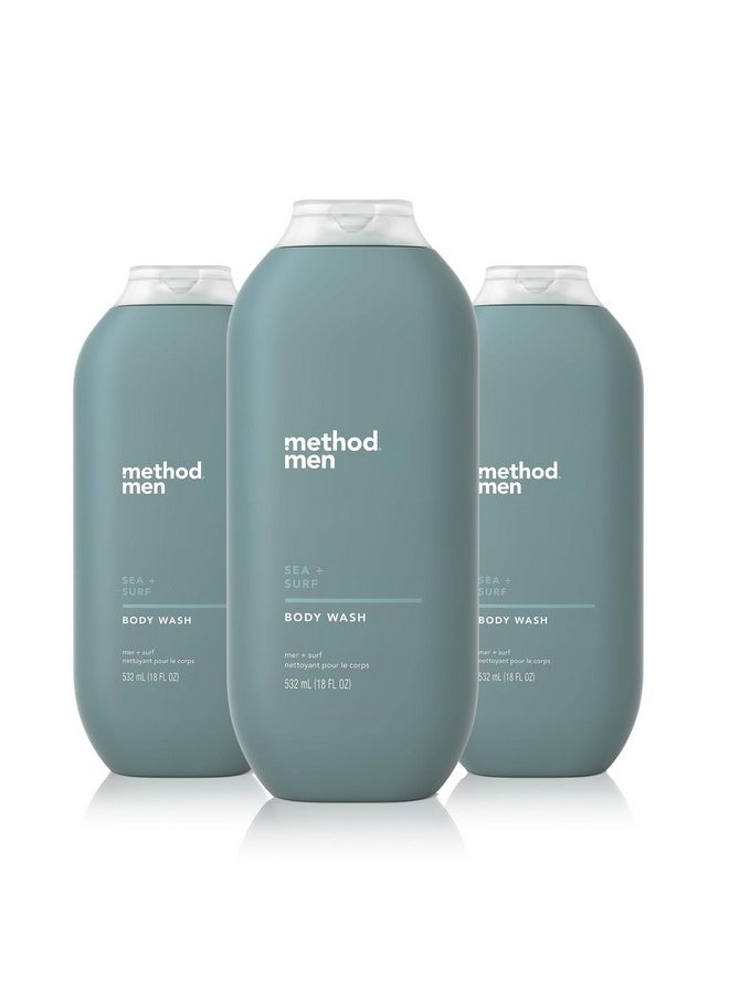 Method - Method Men Body Wash, Sea + Surf, Paraben and Phthalate Free, 18 FL Oz (Pack of 3),Softening - Image 1