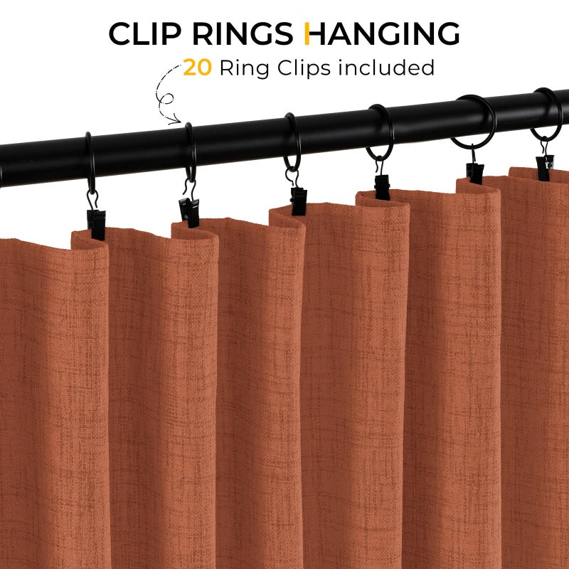 INOVADAY Thermal Sliding Door Curtains 100% Blackout Extra Wide Patio Door Curtains Linen Textured Farmhouse Sliding Glass Door Curtain Drapes (1 Panel  W100 x L108  Burnt Orange) - Image 4