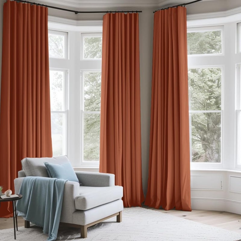 INOVADAY Thermal Sliding Door Curtains 100% Blackout Extra Wide Patio Door Curtains Linen Textured Farmhouse Sliding Glass Door Curtain Drapes (1 Panel  W100 x L108  Burnt Orange) - Image 2