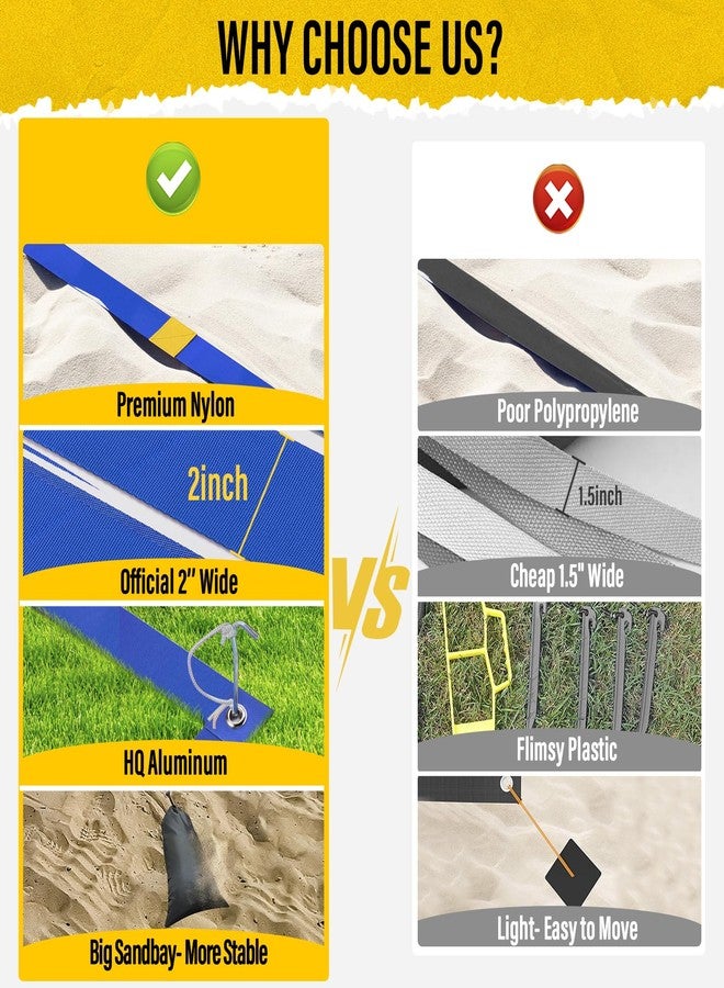 DDVLG Beach Volleyball Lines for Sand or Grass, 2inch Sand Volleyball Boundary Lines for Beach Court 26.3'x52.6' [Doubles 2V2], Highly Visible, All-Weather, with Metal Anchors & Sand Bags - Blue - Image 2