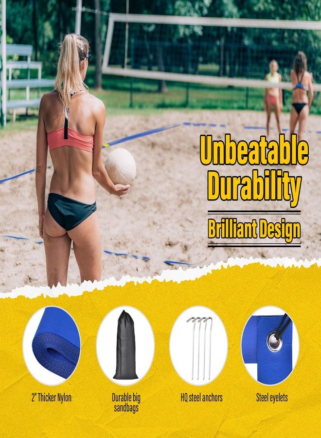 DDVLG Beach Volleyball Lines for Sand or Grass, 2inch Sand Volleyball Boundary Lines for Beach Court 26.3'x52.6' [Doubles 2V2], Highly Visible, All-Weather, with Metal Anchors & Sand Bags - Blue - Image 4