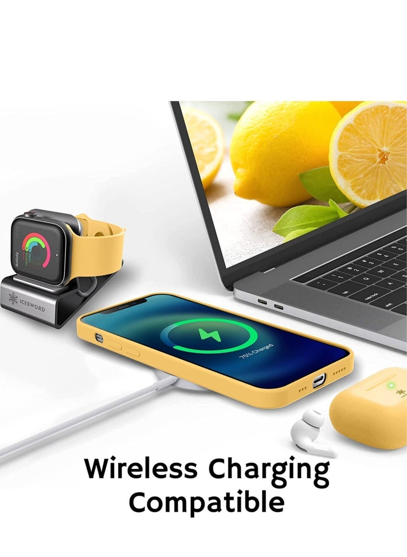 iPhone 14 Pro Max Case Yellow, Thin Liquid Silicone Shockproof Phone Case Cover, Bright Lemon Sun Citron Butter Cute, Drop Protective 6.7" [Soft Anti-Scratch Microfiber Lining] 14PM - Yellow - Image 2