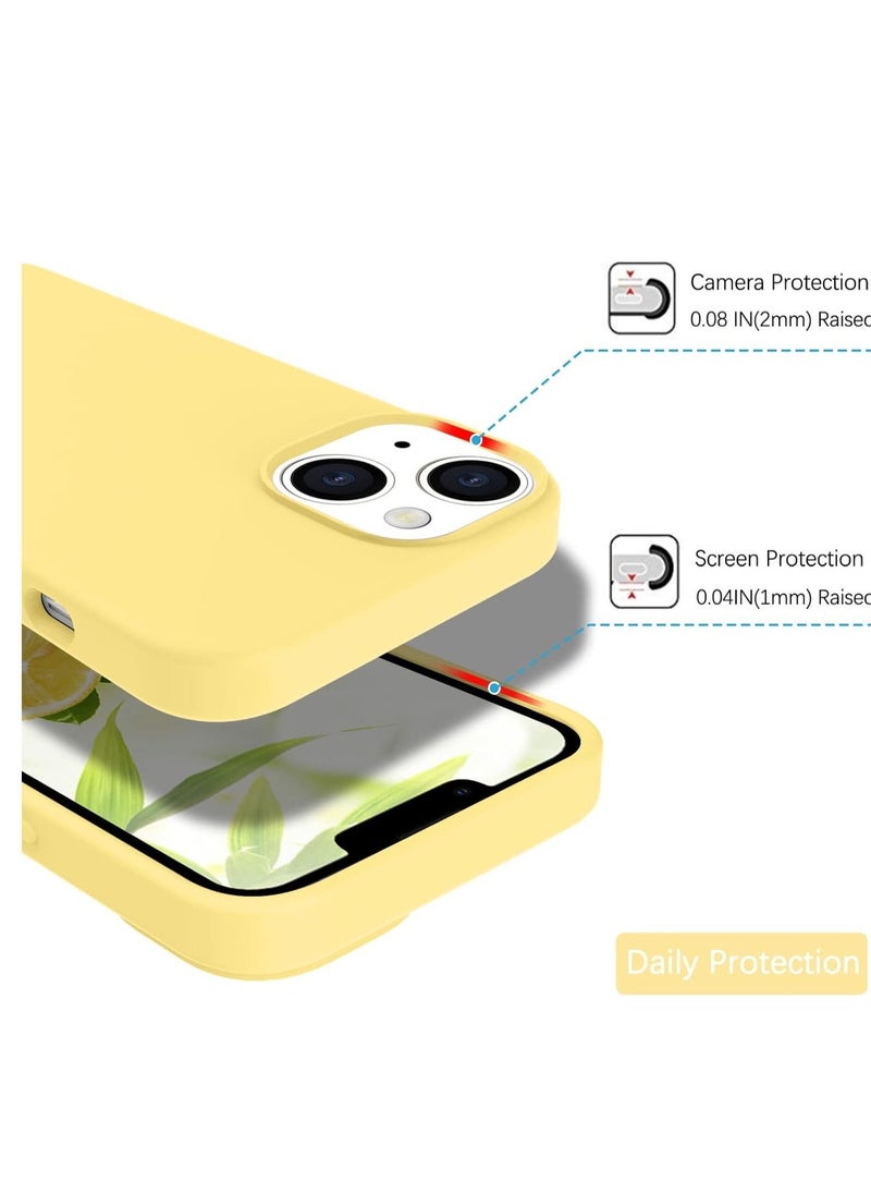 iPhone 14 Pro Max Case Yellow, Thin Liquid Silicone Shockproof Phone Case Cover, Bright Lemon Sun Citron Butter Cute, Drop Protective 6.7" [Soft Anti-Scratch Microfiber Lining] 14PM - Yellow - Image 4