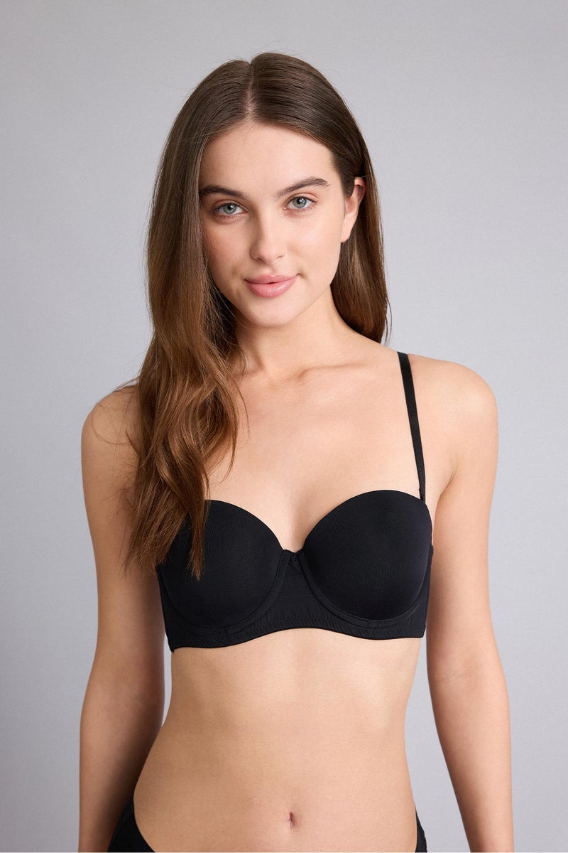 DeFacto Black Woman Micro Covered Half Padded Underwired Strapless Bra Casual - Image 3