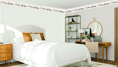 Dundee Deco Wallpaper Border Peel and Stick DDAZBD9220 Nature White Green Birds Wall Border Retro Design 15 ft x 7 in 457m x 1778cm Self Adhesive - Image 3