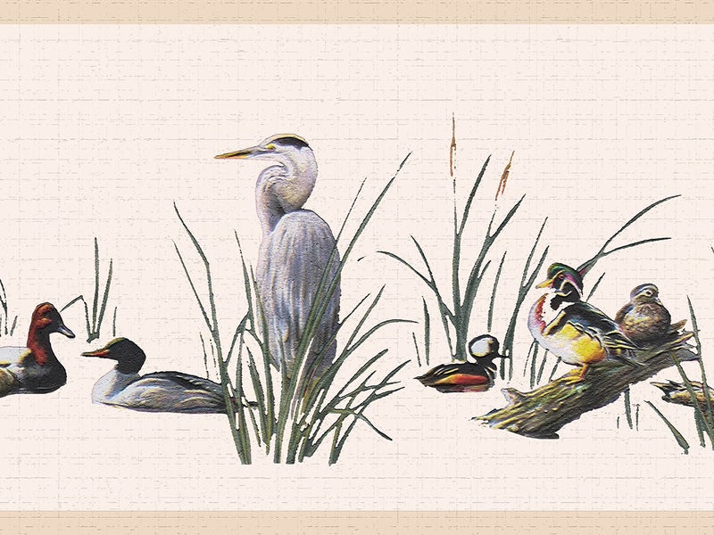 Dundee Deco Wallpaper Border Peel and Stick DDAZBD9220 Nature White Green Birds Wall Border Retro Design 15 ft x 7 in 457m x 1778cm Self Adhesive - Image 2