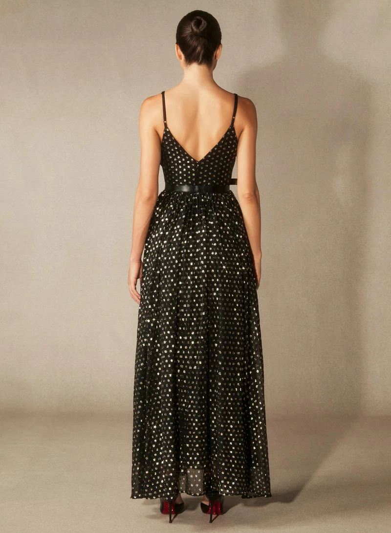 Sunfere  Andrea V-neck Semi-sheer Chiffon Maxi Dress for Women | Best Price UAE