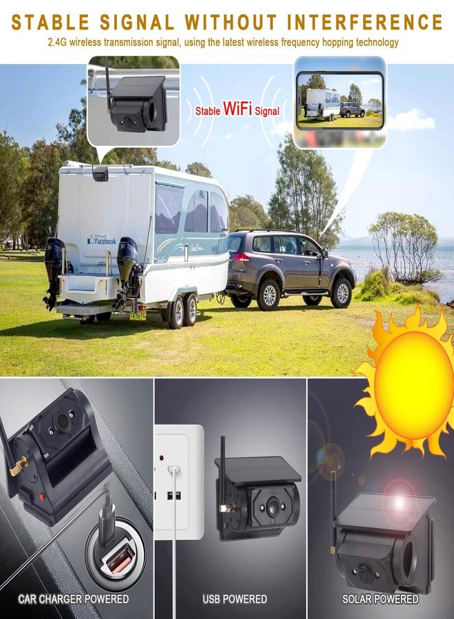 YIMU Wireless Backup Camera Solar Magnetic:WiFi Cordless Scratch Easy of use on Trailer Truck No Drilling Rechargeable Reverse Camera Night Vision Connect Phone WF102 - Image 4
