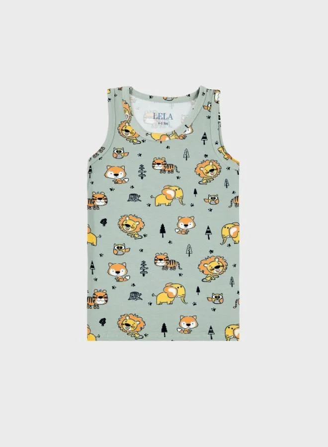 ليلا طقم ملابس داخلية قطنية مطاطية بنقوش ليلى مكون من قطعتين للأولاد