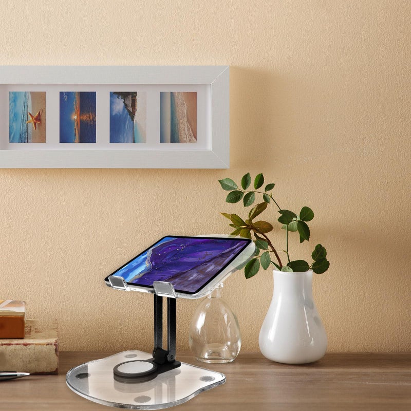 Rotatable Foldable Non Slip Acrylic Tablet Stand Holder for Desk Home Office Black - Image 5