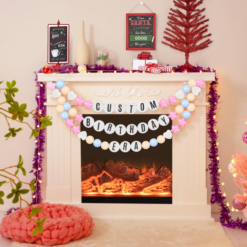 STARBOLO Kpop Theme Party Decorations Christmas Giant Friendship Bracelet Garland Kit Customizable Friendship Bracelet DIY Banner with Letters Plastic Balls DIY Supplies for Wedding Decor(Macaron Color) - Image 3