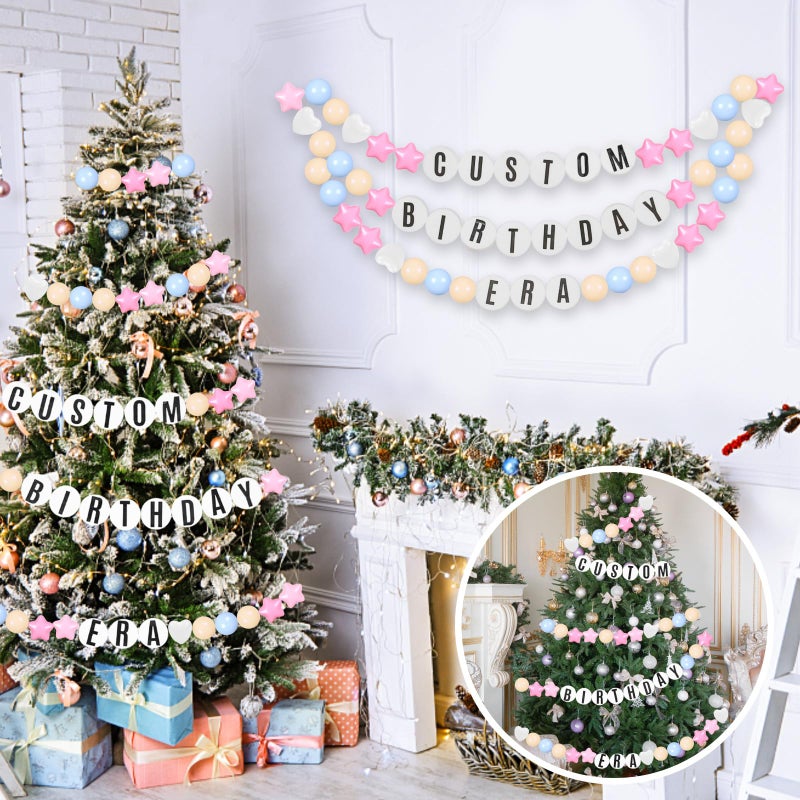 STARBOLO Kpop Theme Party Decorations Christmas Giant Friendship Bracelet Garland Kit Customizable Friendship Bracelet DIY Banner with Letters Plastic Balls DIY Supplies for Wedding Decor(Macaron Color) - Image 4