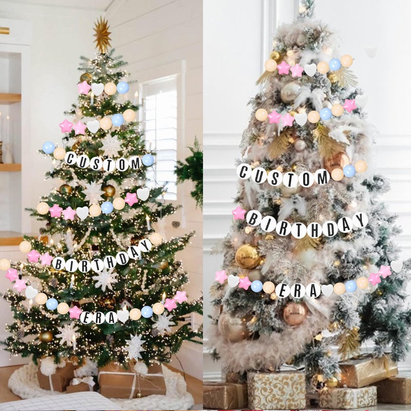 STARBOLO Kpop Theme Party Decorations Christmas Giant Friendship Bracelet Garland Kit Customizable Friendship Bracelet DIY Banner with Letters Plastic Balls DIY Supplies for Wedding Decor(Macaron Color) - Image 2