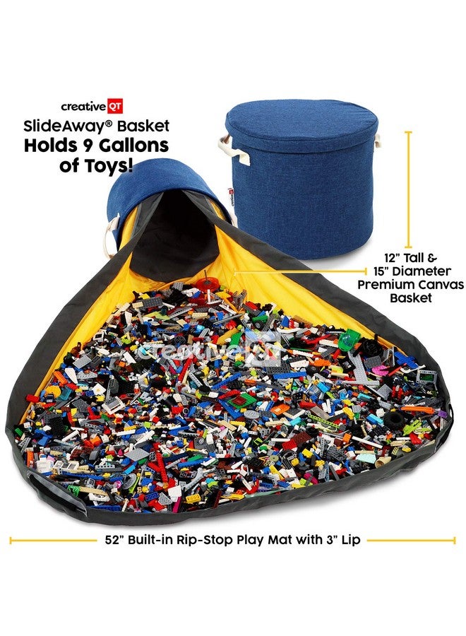 Creative QT SlideAway Toy Storage Organizer & Play Mat for Kids - Organizer Storage Bin - Kids Toy Box for Boys & Girls - Playroom Bin - Holders for Kid Rooms, Classrooms, Teachers - Navy Blue - Image 2