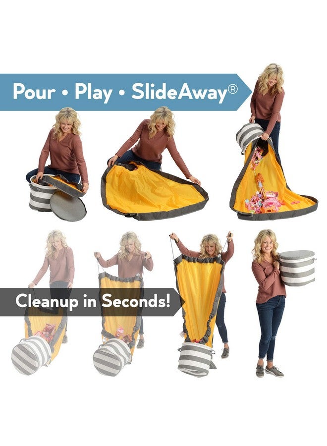 Creative QT SlideAway Toy Storage Organizer & Play Mat for Kids - Organizer Storage Bin - Kids Toy Box for Boys & Girls - Playroom Bin - Holders for Kid Rooms, Classrooms, Teachers - Navy Blue - Image 1