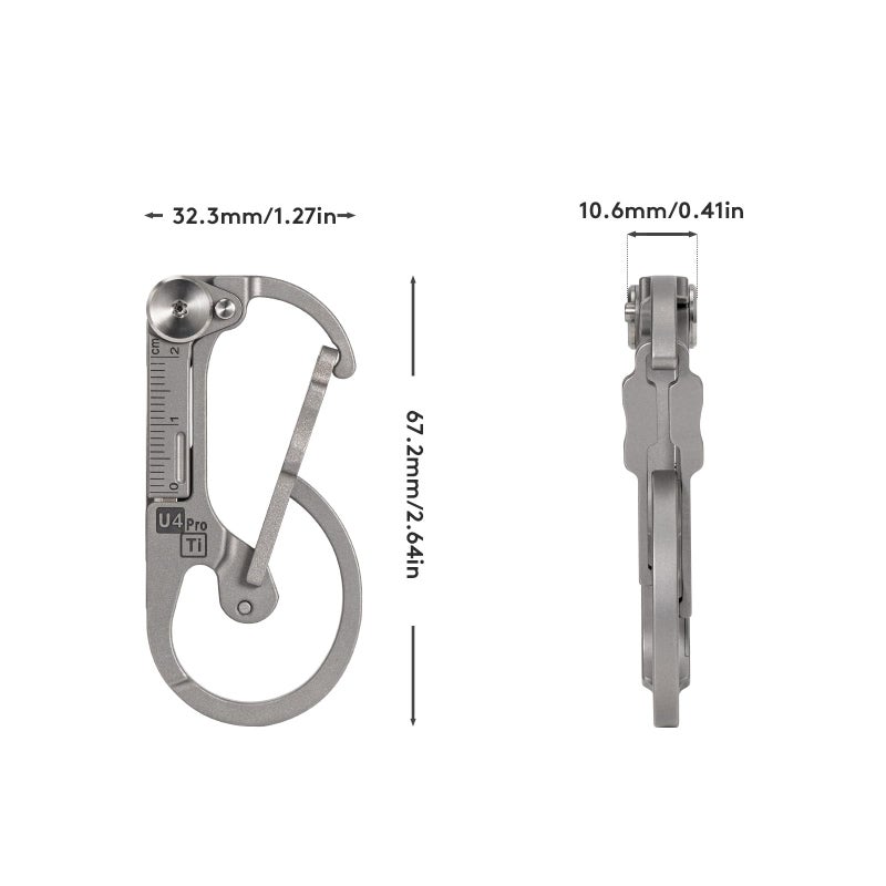 RovyVon (Upgraded) RovyVon U4 Pro+ Plus Titanium Carabiner Clip, Small EDC Carabiner Keychain Multitool Hidden Folding Knife and Dual-Bit Screwdriver Set, Utility EDC Gadgets for Men Women Outdoor Daily Carry - Image 5