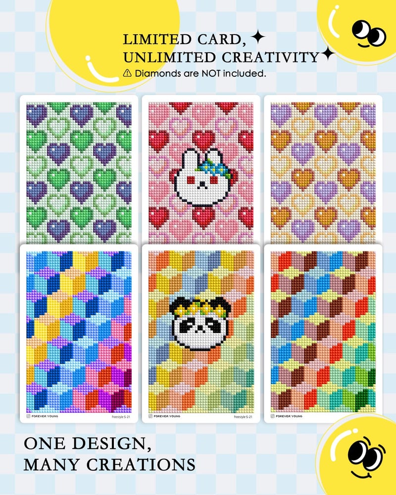 forever young 24 Designs Diamond Freestyle Cards for Beads, 5x7 Blank Diamond Art Cards with Glue for Square Dots for Adults, Postcard-Style Diamond Painting Accessories (No Drills) - Image 4