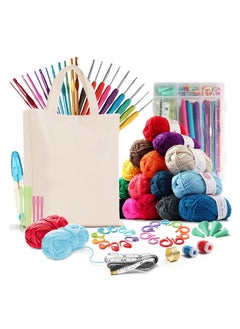 Arabest 73 Piece Crochet Kit with Crochet Hooks Yarn Set, Premium Bundle, Yarn Balls Needles Accessories Kit Canvas Tote Bag, Lot More Starter Pack for Kids Adults Beginner Professionals  - Image 1