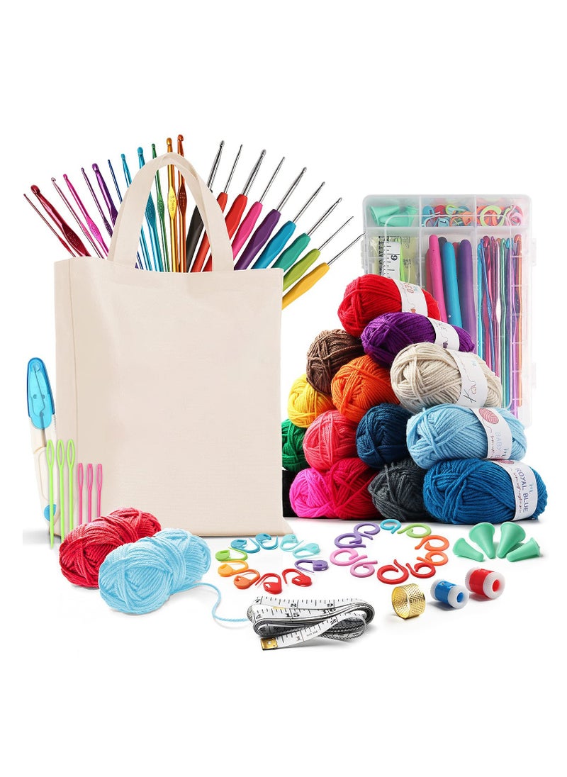 Arabest - 73 Piece Crochet Kit with Crochet Hooks Yarn Set, Premium Bundle, Yarn Balls Needles Accessories Kit Canvas Tote Bag, Lot More Starter Pack for Kids Adults Beginner Professionals - Image 1