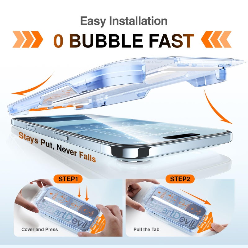 SMARTDEVIL 2 Pack Screen Protector for iPhone Air with AR Anti-Reflective Technology, 9H Hardness Military Grade Tempered Glass for iPhone 17 Air, Bubble Free and Auto Dust-Removal Box, Easy Install - Image 3