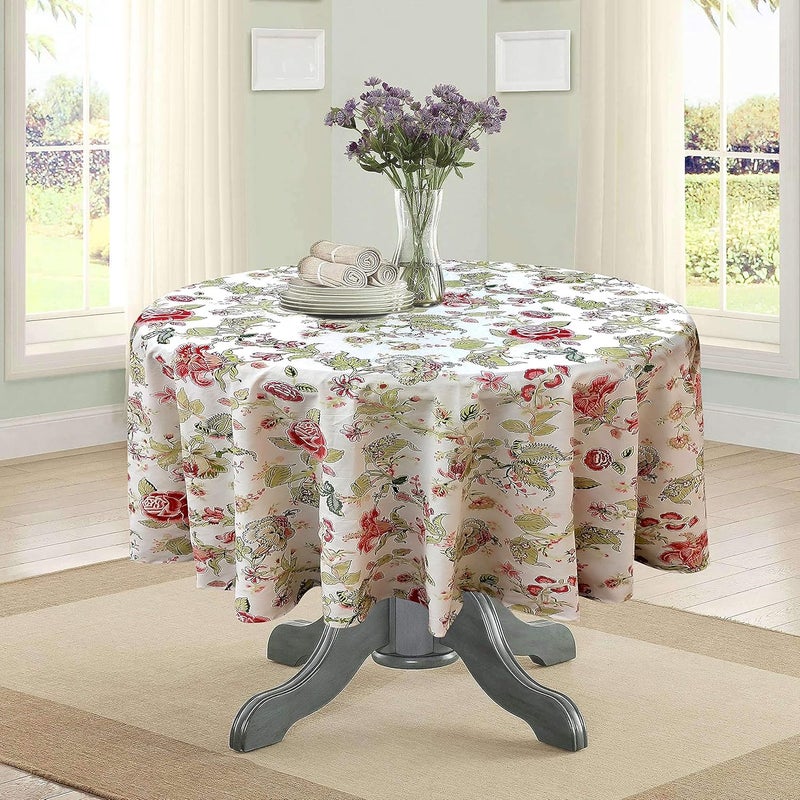 RHF Premium Cotton Round Tablecloth Stylish Decorative Cover for Dining Tables Weddings Parties and Festive Celebrations Machine Washable Durable for Home Restaurant Banquet Table Cover90 - Image 1