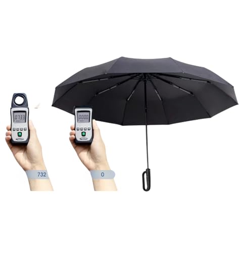 FlyNautics Foldable Umbrella for Travel,42inch 10 Ribs Heavy Duty Automatic Open Shut Umbrella with Comfortable Carabiner Handle for Men Women Rain Sun Windproof Loop Buckle Parasol Black - Image 3