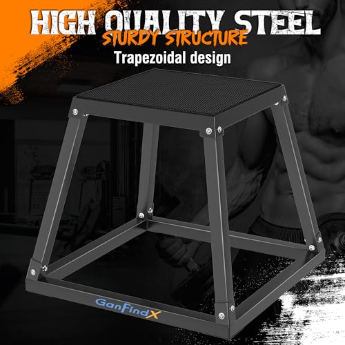GanFindX Plyometric Jump Box Set, 12/18/24 Inch Steel Plyo Box, Heavy Duty Plyometric Platform with Anti-Slip Surface for Home Gym Training, Step-Up, Agility and Strength Conditioning - Image 5