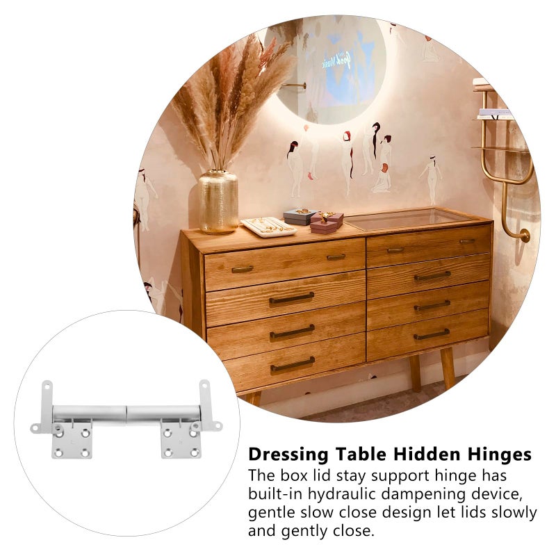 Zinc Alloy Hidden Self Supporting Cabinet Hinges Soft Close Buffer For Glass Furniture Silver - Image 4