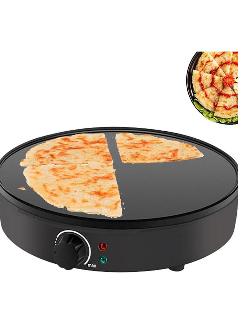 DubaiGallery Pancake Machine, Commercial Hot Plate Baking Pan Frying Crepes Making Machine, Household Kitchen Baking Tool, Adjustable Thermostat, Power On & Temp Indicator Light